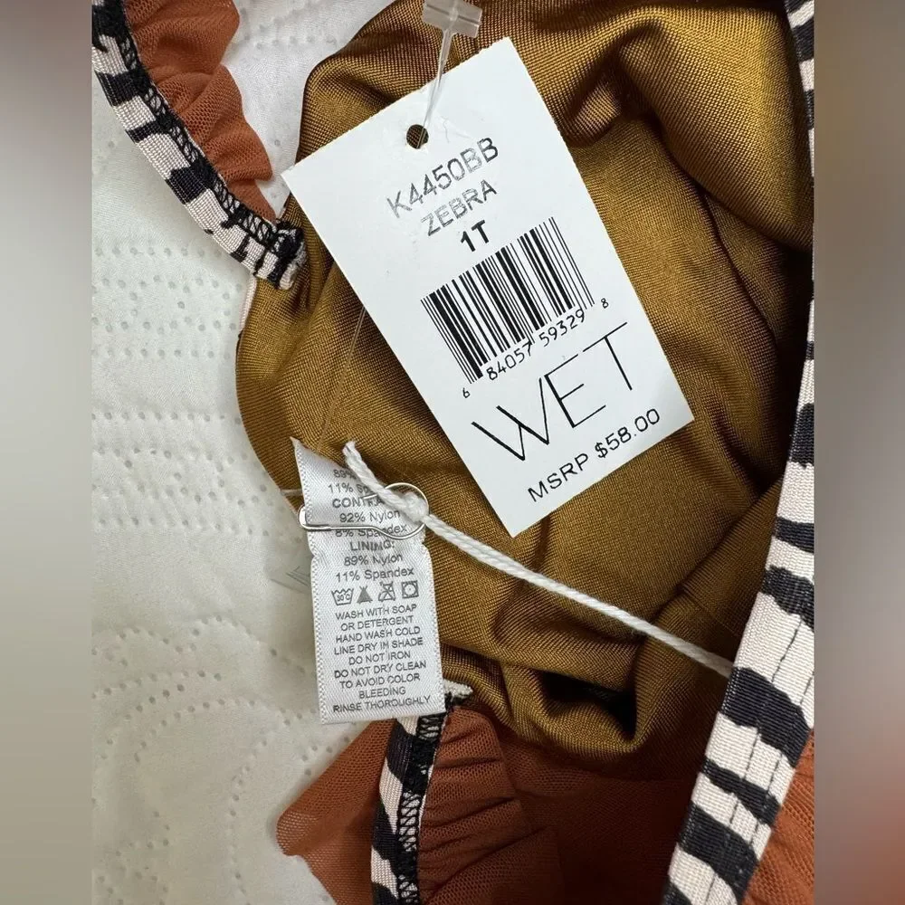 NWT Wet Swimwear Zebra Print Ruffle Swimsuit